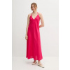 Ľanové šaty United Colors of Benetton 4AGHDV0BF ružová M