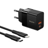 Mcdodo CH-1952 USB + USB-C, 20W sieťová nabíjačka + kábel USB-C na Lightning (čierny) 6921002619523