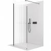 CERANO - Sprchová zástena Walk-in Onyx Corner Cube Ľ/P - 8 mm - hranatá vzpera - čierna matná, ryhované sklo - 120x50x200 cm