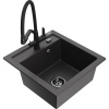 Mexen Vito kuchynský drez z granitu 1-komorový s kuchynskou batériou Duo, čierny škvrnitý - 6503-76-671701-70-B