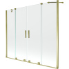 Mexen Velar Duo vaňová zástena 2-dielna zásuvná 200 x 150 cm, transparentná, zlatá - 896-200-000-02-50