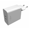 Sieťová nabíjačka FIXED s výstupom 2x USB-C, podpora PD, 65 W, biela