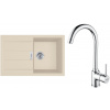 FRANKE SETT104BE tectonitový drez 780x500 mm S2D 611-78 béžová+batéria FP 9000.031 Chróm FRA 143.0675.728