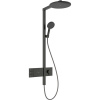 HANSGROHE Raindance Alive S Showerpipe nástenný sprchový systém s termostatom ShowerSelect Comfort, horná sprcha 2jet priemer 300 mm, ručná sprcha 3jet, kartáčovaný čierny chróm, 24595340