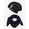 Doke Detský set háčkovaná čiapka a šál b nature black pre deti 12-16 rokov