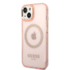 Guess Translucent MagSafe Kompatibilný Zadný Kryt pre iPhone 14 Plus Pink 14528173