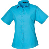 Premier | PR302, Popelínová blúzka s kr. rukávom, modrá Turquoise, 8_XS