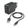 Hama set: rýchla USB nabíjačka QC 3.0 19,5 W + kábel USB A-C 1,5 m (Hama:201625)