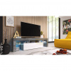 Cama Meble Tv stolík TORO 158, sivý mat/biely vysoký lesk/sivý vysoký lesk