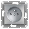Asfora - Zásuvka 2P+PE 250V 16A, clonky, aluminium, EPH2800261 (Schneider Electric, Asfora, aluminium)