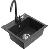 Mexen Milo, 1-komorový granitový drez 43,5x41 cm a kuchynská batéria Telma, čierna-škvrnitá, 6505-76-670200-76
