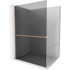 Mexen Kioto+ L, sprchová zástena Walk-In s poličkou a vešiakom 90 x 200 cm, 8mm šedé sklo, medený matný profil, 800-090-123-65-40