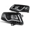 Audi A6 04-08 - predné čierna svetlá s LED denným svietením TUBE LIGHTS pre xenon