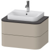 DURAVIT Happy D.2 Plus závesná skrinka pod umývadlo pod dosku, 2 zásuvky, 650 x 480 x 408 mm, taupe matná lakovaná, HP496006060