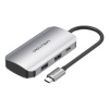 Dokovacia stanica USB-C na 4x USB3.0, PD 0,15 m Vention TNBHB (sivá)