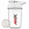 Shaker fľaša na pitie NA KONDICIONÉRY 300 ml malý vzduchotesný BIELY FĽAŠA NA PITIE S GULIČKOU Amix 6x14 cm