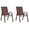 Multidom Stohovateľné záhradné stoličky 2 ks hnedé textilénová látka