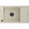 Mexen Elias granitový drez s 1-komorou s odkvapkávačom 795 x 480 mm, béžový, čierny sifón - 6511791005-69-B