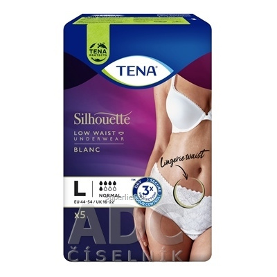 TENA Silhouette Normal Low Waist Blanc L dámske naťahovacie inkontinenčné nohavičky 1x5 ks, 7322540679212