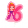 Dekora Svíčka na dort číslice šest princezna 7cm