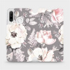 Flipové pouzdro Mobiwear - Huawei P30 Lite - MX06S Květy na šedém pozadí (Knížkové flip pouzdro, obal, kryt na mobil Huawei P30 Lite - MX06S Květy na šedém pozadí, materiál Umělá kůže + TPU - ochrana