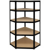 TOOLCRAFT TO-8701224 Nastaviteľná rohová polica 175 kg, (š x v x h) 700 x 1800 x 700 mm, Kov (práškový nátěr) , MDF deska , kovová podlaha, čierna (matná); TO-8701224