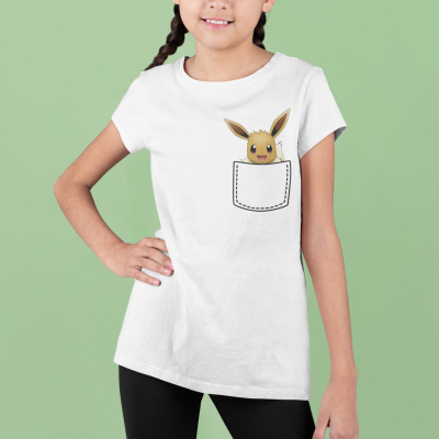 Hattree Organické dievčenské tričko Pokemon Bag Evoli Pikachu Comic Shirt Anime Kids Eevee