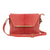 Kožená kabelka potlač pytón 528 červená Made in Italy