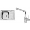 Set Sinks (dřez Okio 650 V 0,6 mm matný + baterie Mix 350 P Chrom - lesklý) OKLI65VMI350PC