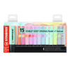 Zvýrazňovač - STABILO BOSS ORIGINAL Pastel - 15 ks Stolný set - so 14 rôznymi farbami