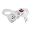 EMOS Predlžovací kábel 3 m / 2 zásuvky / s vypínačom / biely / PVC / 1 mm2