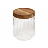 SKLENENÁ NÁDOBA NA POTRAVINY 500 ML S DREVENÝM VIEČKOM 9X12,3 CM
