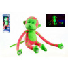 Teddies Opice svítící ve tmě plyš 45x14cm růžová/zelená v krabici
