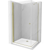 Mexen Pretoria sprchovací kút 90 x 70 cm, 6mm sklo, zlatý profil-číre sklo + slim sprchová vanička 5cm, 852-090-070-50-00-4010
