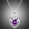 GRACE Silver Jewellery Stříbrný náhrdelník Amorita - stříbro 925/1000, fialový zirkon, srdce NH-BSN252-3/58 Fialová 41 cm + 5 cm (prodloužení)