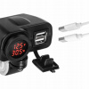 Motocyklová Zásuvka Nabíjačka 2x USB 4.2A Voltmeter Teplomer