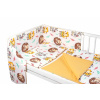 Baby Nellys 3-dielna sada Mantinel s obliečkami-Ježko a Liška, biela s potlačou/horčicová 135x100