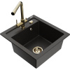 Mexen Vito kuchynský drez 1-komorový s kuchynskou batériou Duero, čierny/zlatý metalik - 6503-75-671600-50