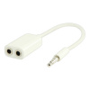 VALUELINE JACK stereo káblová redukcia 4-pólová, JACK 3,5mm konektor - 2x JACK 3,5mm zdierka 20cm, plastová, biela VLMP22100W0_20