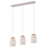 Závesné stropné osvetlenie Bidar 71 cm, biely kov/drevo, 3 svietidlá