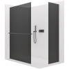CERANO - Sprchová zástena Walk-in Crystal TL/P - 8 mm - bezvzperový systém + polička/držiak na uteráky - čierna matná, grafitové sklo - 150x120x200 cm