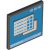 15210pb085 Black Road Sign 2 x 2 Square with 2 Open Windows on Computer Screen (Černá dopravní značka 2 x 2 čtverce s 2 otevřenými okny na obrazovce počítače)