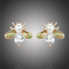 GRACE Silver Jewellery Stříbrné náušnice s perlou a zirkony Catrin, stříbro 925/1000, včela E-SCE643/96 Bílá