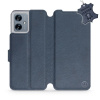 Kožené flip pouzdro Mobiwear - Motorola Moto G54 5G / Moto G54 5G Power Edition - Modré (Kožené knížkové pouzdro, obal, kryt na mobil Motorola Moto G54 5G / Moto G54 5G Power Edition, Modré, materiál