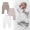 Baby Nellys Rastúca výhodná sada, 3x polodupačky pre bábätko Nature - béžová/taupe/biela, 50/56 (0-2m)