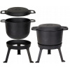 Stojanová kanvica Rossner 10 l (LIATIENOVÝ HRNEC 10 L Maďarský poľovnícky hrniec na pečienky CAMPFIRE GRILL)