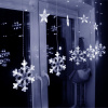SPRINGOS LED záves Vločky a Hviezdy - 2,5x0,65m, 150LED, 8 funkcií, IP20, studená biela
