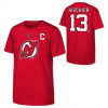 Outerstuff Dětské tričko Nico Hischier NHL New Jersey Devils Flat Captains N&N Ss Ctn Tee Veľkosť: Dětské L (11 - 12 let)