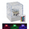 Rabalux Priehľadná dizajnová LED RGB stolná lampa Cubiko na batérie s DO 76022