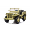 Beneo Elektrické autíčko USA ARMY 4X4, žlté, Trojmiestne, MP3 Prehrávač so vstupom USB/SD, Odpružené náprvy, LED svetlá, Sklápacie čelné sklo, 12V14AH, EVA kolesá, Čalúnené sedadlá, 2,4 GHz Diaľkový o